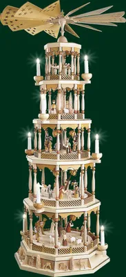 Produktbild von Tischpyramide Christi Geburt 5 stöckig natur mit Spielwerk elektrisch Höhe= 123cm NEU