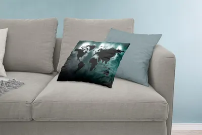 Produktbild von MuchoWow® Zierkissen Sofakissen Wohnzimmer Dekokissen 60x40 cm Weltkarte - Schwarz und weiß - Kopfkissen - Polster mit Foto