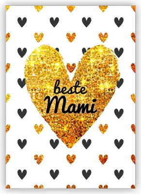 Produktbild von 4x Herzige Glückwunschkarte zum Muttertag, Muttertagskarte mit vielen Herzen: beste Mami