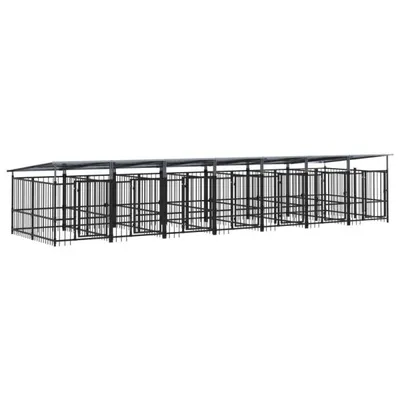 Produktbild von vidaXL Outdoor-Hundezwinger mit Dach Stahl 13,14 m²