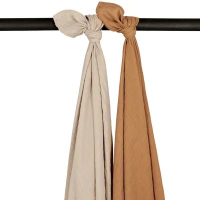 Produktbild von Meyco Swaddle Pucktuch- Uni - 2 Stück -Sand/Toffee