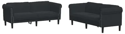 Zdjęcie produktu dla VidaXL 3209224, Czarny, Pianka, Poliester, Poli drewno, Drewno, 3 siedz., 2,03 m, 77 cm