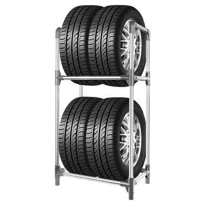 Produktbild von Freistehender Reifenständer für 4 Reifen oder Felgen, 2 Ebenen, bis 75 kg, Maße 57,2 x 37 x 114,6 cm
