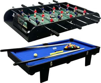 Produktbild von Cougar 2-in-1 Multi Spieltisch in Grün / Blau | Mini Multi funktions Spieltisch inkl. Zubehör | Multigame / Multispieltisch | Tischkicker & Billardtisch