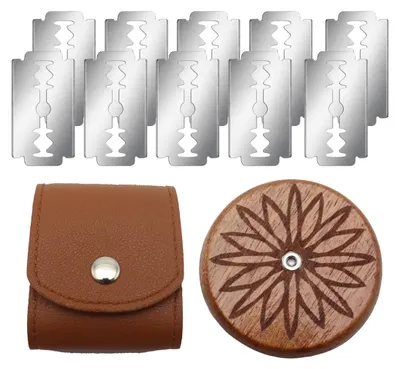 Brotschnitzmesser-Set mit Holzgriff, 10 Klingen, Ledertasche