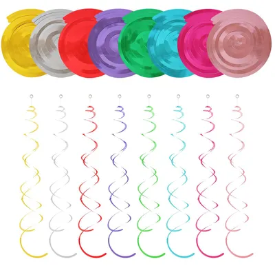 48 Spiralgirlanden, hängende Deko, 70 cm, bunt, für Partys