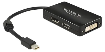 Produktbild von Delock - DisplayPort-Adapter - Mini DisplayPort (M) zu DVI-D, HDMI, DisplayPort (W) - 16 cm - Schwarz