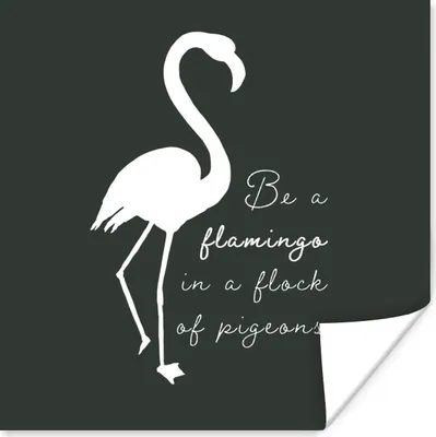 Produktbild von MuchoWow® Poster Flamingo - Scherenschnitt - Briefe - Zitate 50x50 cm - Wohnzimmerdekoration