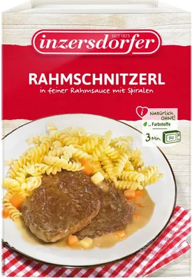 Produktbild von Rahmschnitzerl mit Spiralnudeln, 380 g, Inzersdorfer