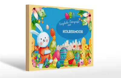 Produktbild von Holzschild Ostern Ostergrüße 30x20cm KOLBERMOOR Geschenk Deko