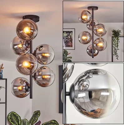 Produktbild von Fossobiubo Deckenlampe aus Metall/Glas in Schwarz/Chromfarben