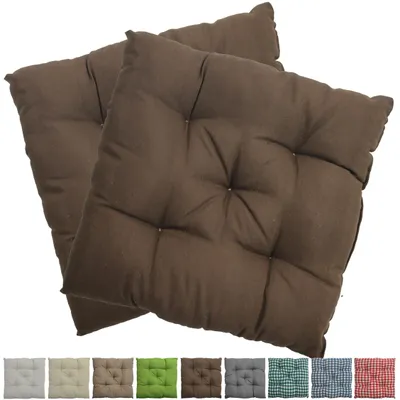 Produktbild von Stuhlkissen Genua 38x38 cm 2er Pack Sitzkissen mit Steppung, Farbe:Braun