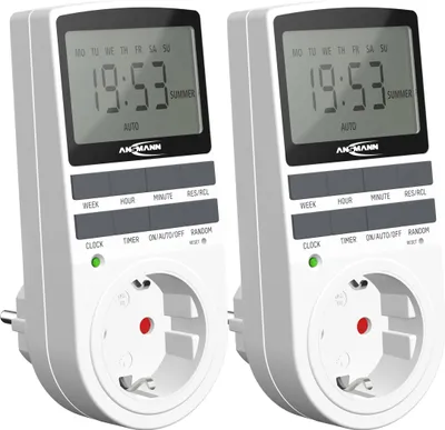 Produktbild von ANSMANN 2x digitale Wochenzeitschaltuhr, LCD-Display 3680W, 10 Schaltzeiteiten