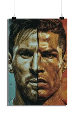 Produktbild von Lionel Messi Poster - Cristiano Ronaldo Poster - Fußball Poster - Porträt Poster - 61x91cm - Perfekt zum Einrahmen