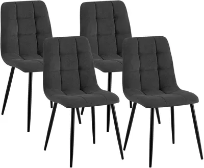 Produktbild von CLP 4er Set Esszimmerstühle Tilde gepolstert mit Rückenlehnen bis 150 kg belastbar grau Material Cord, KI-generiertes Bild