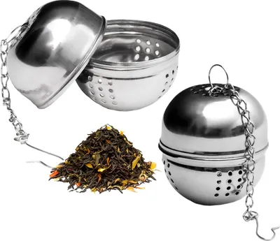 Produktbild von Intirilife 2x Teesieb Edelstahl Kugel - Gewürz Tee Ei, wiederverwendbare Siebkugel, Teefilter zum einhängen für losen Tee oder Gewürze