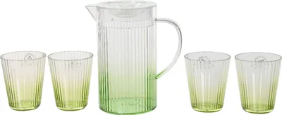 Produktbild von Trinkgläser mit Kanne Kunststoff 5er Set Transparent / Grün
