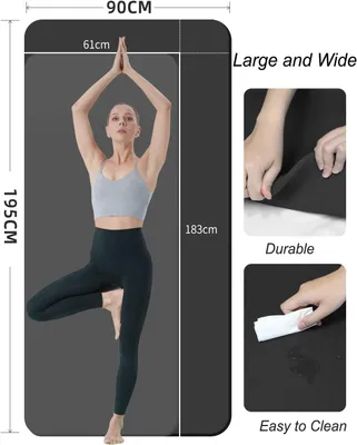 Immagine prodotto di Tappetini per yoga - Tappetini antiscivolo per ginnastica - 195 x 90 cm, 10 mm di spessore - Neri
