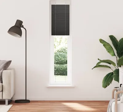 Image de Store plissé noir 50x200 cm largeur du tissu 49,4 cm polyester