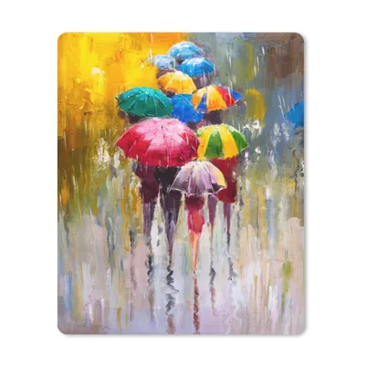 Produktbild von MuchoWow® Mauspad Mousepad Gemälde - Regenschirm - Öl 30x40 cm - Mousepads - Maus Mat - Pad - Mausunterlage - Mausmatten