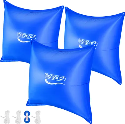 Produktbild von MONZANA® 3x Poolkissen Winter XL Chlorbeständig Seil PVC Verstärktes Material bis -20°C Doppelnaht Sicherheitsventil 4 Ösen Luftkissen Pool Abdeckung