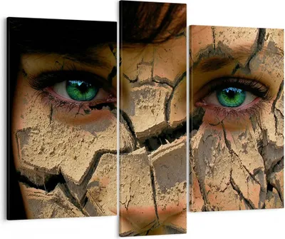 Produktbild von Bild auf Leinwand - Leinwandbild - Frau Gesicht Haut geknackt - 95x80cm - Wand Bild - Wanddeko - Leinwanddruck - Bilder - Kunstdruck - Wanddekoration - Leinwand bilder - Wandkunst - CB95x80-0267