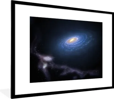 Produktbild von MuchoWow® Gerahmtes Poster Eine Illustration der Milchstraße im Weltraum 80x60 cm - Poster mit Schwarzem Bilderrahmen Wandposter Rahmen Foto Bilder - Schlafzimmer-Dekorationen - Fotoposter