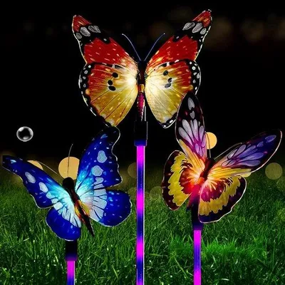 Immagine prodotto di Set di lampade da giardino a energia solare, 3 pezzi, con cambio di colore, resistenti alle intemperie, per terrazze e vialetti