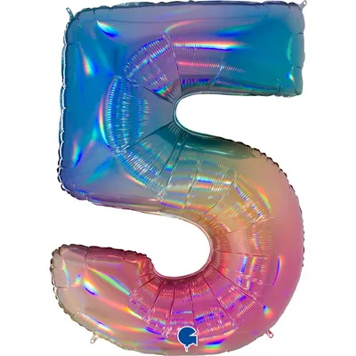 Produktbild von Riesenzahl Folienballon 40"/102cm | Regenbogen Zahl: 5