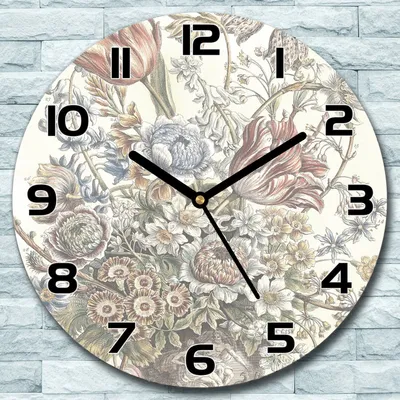 Produktbild von Wanduhr aus Glas Rund fi 30 Blumen Aquarellfarbe Quarz Deko Schlafzimmer Büro
