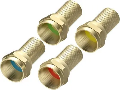 Image de Fiche F mâle, 7,0 mm, à vis, 4 pièces, code couleur