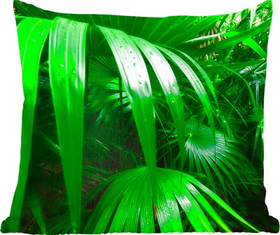 Produktbild von MuchoWow® Zierkissen Sofakissen Wohnzimmer Dekokissen 45x45 cm Palmenblätter im Dschungel - Schlafpolster - Polster für das Sofa