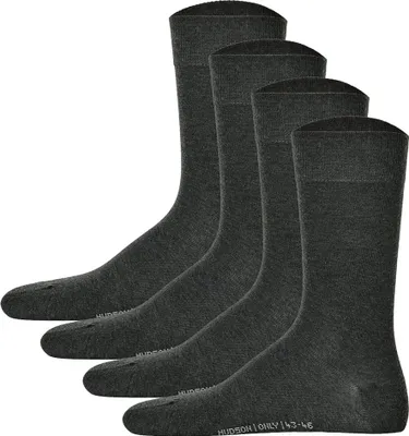Produktbild von Hudson 4 Paar Herren Socken - Only 4-Pack, Strumpf, Komfortbund, Einfarbig Grau Melange 43-46