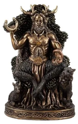Figur Cernunn, keltischer Gott der Natur, Bronzefinish, 30 cm