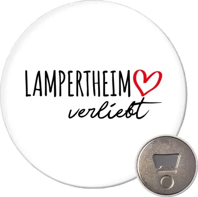 Produktbild von Huuraa Magnet Lampertheim verliebt 59mm Kühlschrankmagnet rund Flaschenöffner Geschenkidee