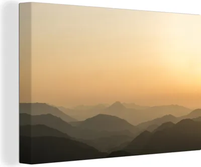 Obrázek produktu pro OneMillionCanvasses® - Obraz na plátně - 140x90 cm, Hnědé siluety hor, Nástěnná umělecká dekorace - Fotografie na plátně - Obraz na dřevěném rámu