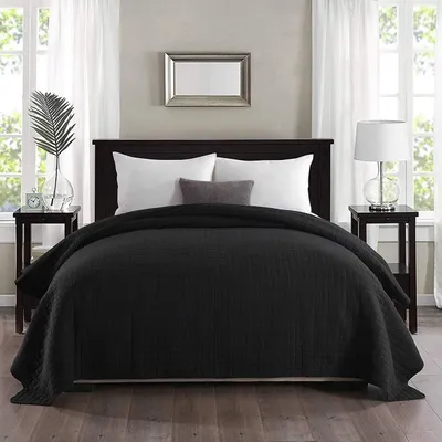 Produktbild von WOLTU Tagesdecke Steppdecke Patchwork Wendedesign, Schwarz  220 x 240 cm