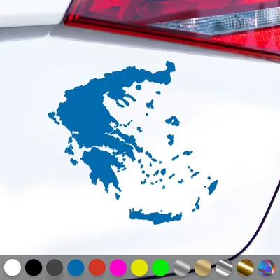 Produktbild von PantherPixel Griechenland Aufkleber Umriss Kontur Kreta Rhodos Sticker Auto Geschenkidee Farbe Blau