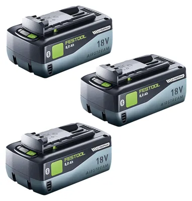 Obrázek produktu pro Sada akumulátorů Festool 3x BP 18 Li 8,0 HP-ASI akumulátor 18 V 8,0 Ah ( 3x 577323 ) 8000 mAh Li-ion s indikátorem stavu nabití.