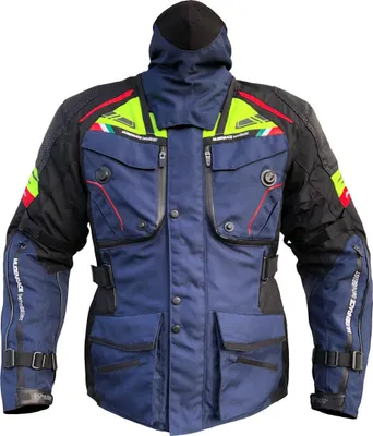 Image de MUGENRACE, veste textile imperméable pour moto, bleu/jaune néon, taille 5XL