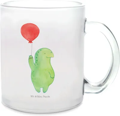 Produktbild von Mr. & Mrs. Panda Teetasse Schildkröte Luftballon - Transparent - Geschenk, Tee Tasse, Häferl, Jahrmarkt, Schildkröten, aus Glas, Motivationsspruch, Pott, Glasbecher