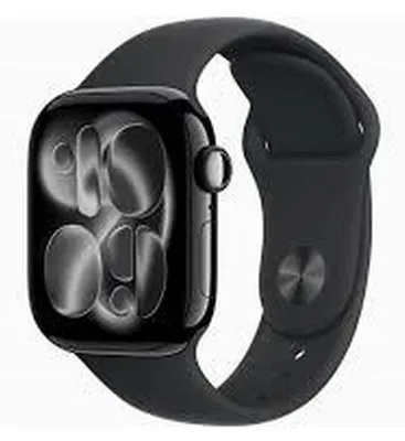 Image de Apple Watch Series 11 GPS + Cellular, boîtier en titane de 46 mm, couleur or, avec bracelet sport rose clair, taille M/L