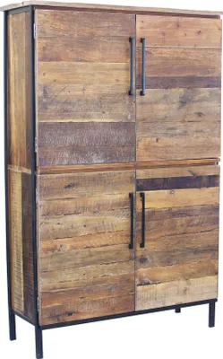 Immagine prodotto di Milani Home - madia credenza alta 100 x 40 x 160 cm, effetto legno naturale e nero, metallo