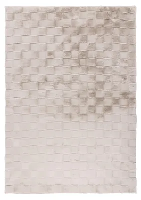 Produktbild von Padiro Design Kurzflor-Teppich 160 x 230 cm - Hellbeige - geometrisches Rauten- und Blockmuster - für Fußbodenheizung - aus Polyester und Baumwolle