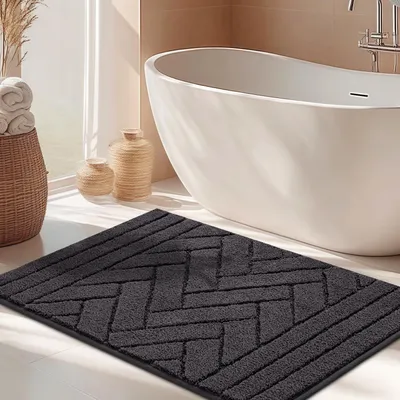 Produktbild von Rutschfeste Badematte, weiche Badematte, saugfähige Badematte, waschbare Badematte für Eingangsbereiche, Küchen und Toiletten, 50 x 80 cm