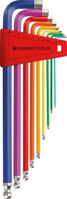Produktbild von Winkelschraubendreher- Satz im Kunststoffhalter 9-teilig 1,5-10mm RainbowKugelkopf PB Swiss Tools