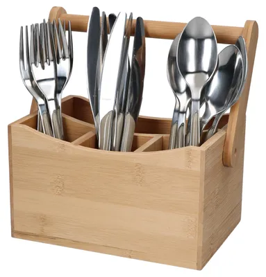 Produktbild von Bambusbesteckhalter mit Besteck für 6 Personen
