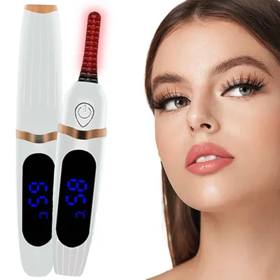Produktbild von Beheizbare Wimpernzange, 3 Heizmodi Wimpern Curler, Eyelash Curler mit LED-Anzeige, Elektrische USB-Wimpernbürste, Schneller, Lang Anhaltender Schwung