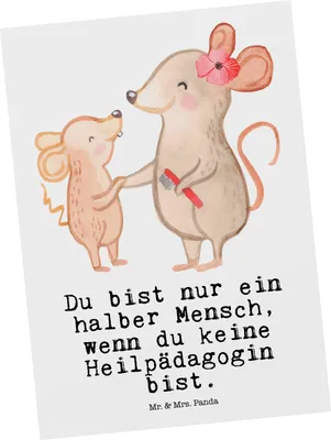 Produktbild von Mr. & Mrs. Panda Postkarte Heilpädagogin Herz - Weiß - Geschenk, Spruch, bildkarte, Lustig, Postkarten, Studium, Ansichtskarte, Ausbildung, Ansichtskarten, Grußkarte