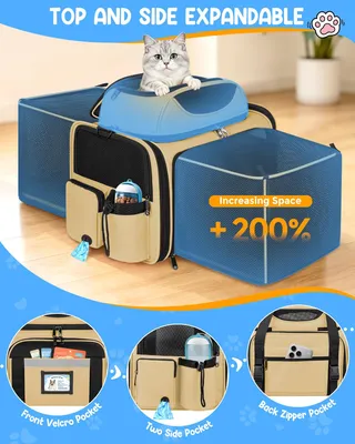 Imagen del producto de Caja de transporte plegable y extensible para gatos, apta para coche y avión, 1 unidad